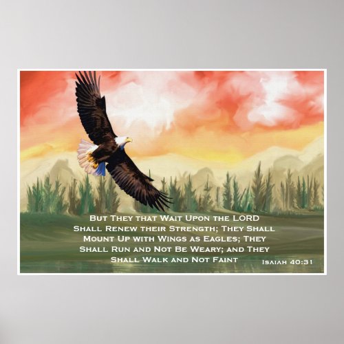 Isaiah 4031 Bible Verse Mount on Wings Poster