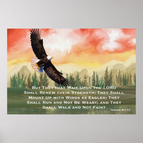 Isaiah 4031 Bible Verse Mount on Wings Poster