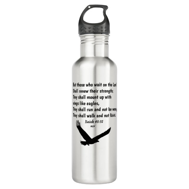Isaiah 40:31 Bible Verse Scripture Stainless Steel Water Bottle (Front)