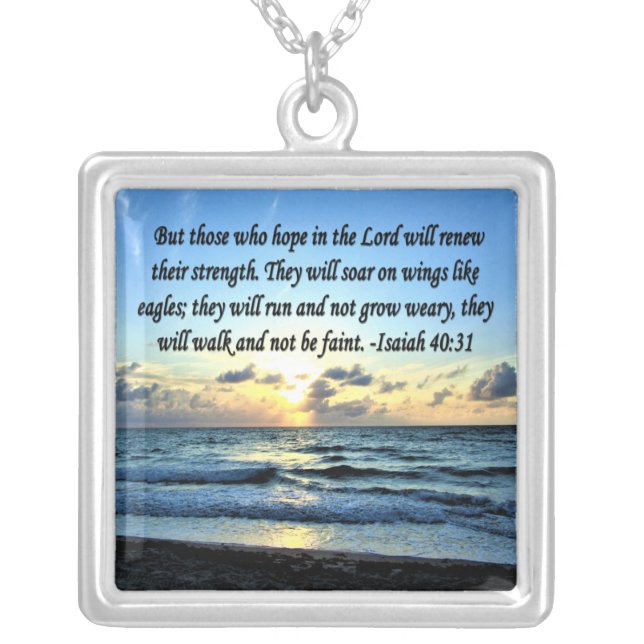 ISAIAH 40:31 BIBLE VERSE SILVER PLATED NECKLACE (Front)