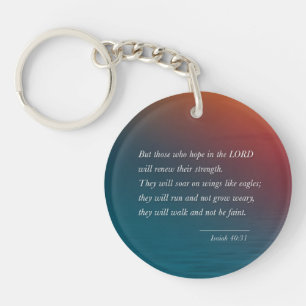 Isaiah 40:31 Bible Verse Sunset Flying Eagle Art Keychain