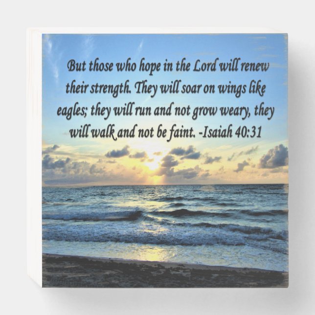 ISAIAH 40:31 BIBLE VERSE WOODEN BOX SIGN (Front Horizontal)