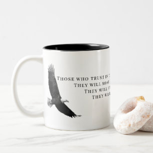 Isaiah 40:31 Black and White Eagle Soaring Two-Tone Coffee Mug
