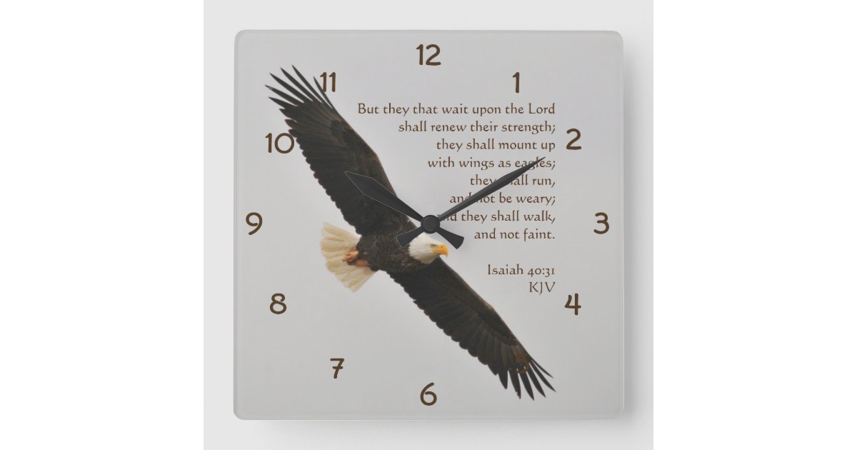 Isaiah 40:31 But they that wait Christian Square Wall Clock
