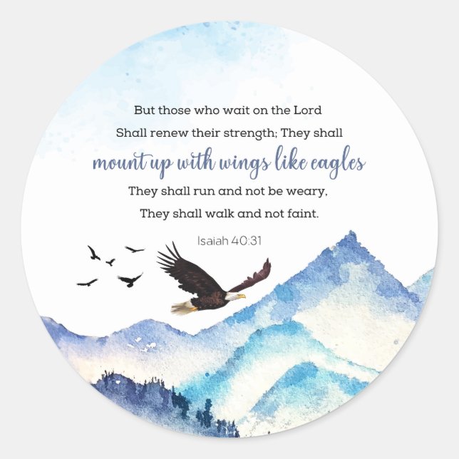 Isaiah 40:31 classic round sticker (Front)