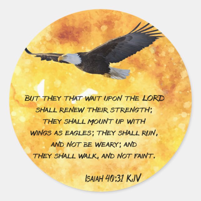 Isaiah 40:31 classic round sticker (Front)