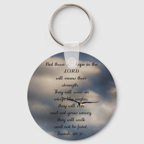Isaiah 4031 Custom Christian Bible Verse Gift Keychain
