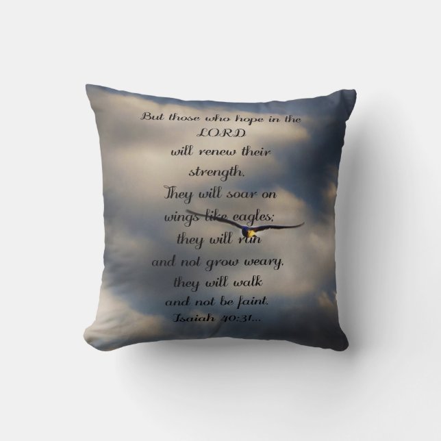 Isaiah 40:31 Custom Christian Bible Verse Gift Throw Pillow (Front)