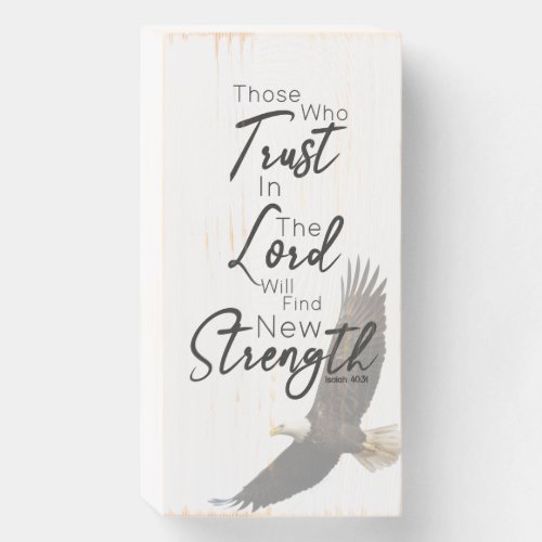 Isaiah 4031 Eagle Soaring Rustic White Christian Wooden Box Sign