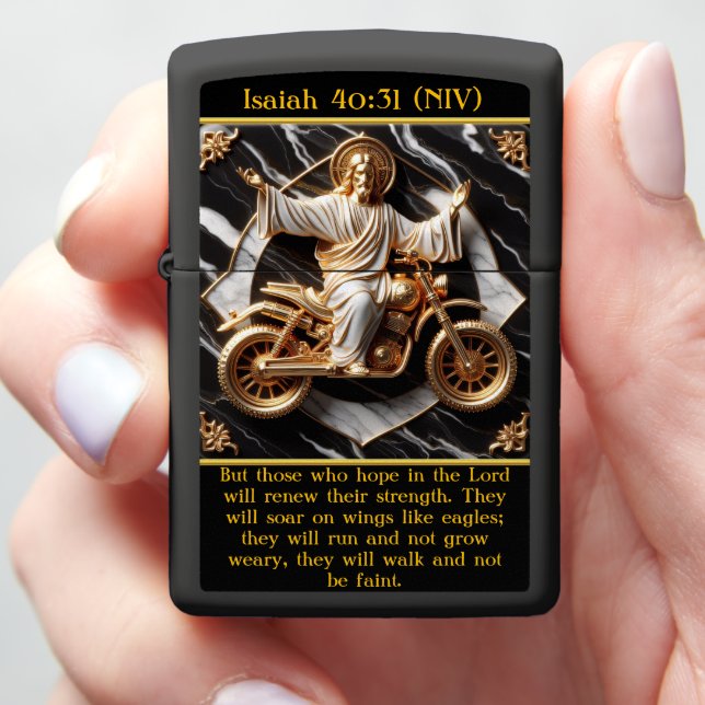 Isaiah 40:31 Empowered by Faith AI Art Zippo Lighter (In Hand)