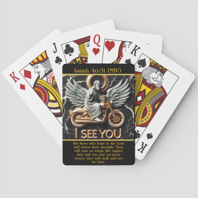 Isaiah 40:31 Jesus Rides Strong Poker Cards (Back)