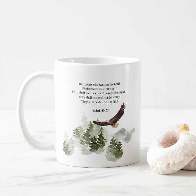 Isaiah 40:31 Mount up with wings like eagles Coffee Mug (With Donut)