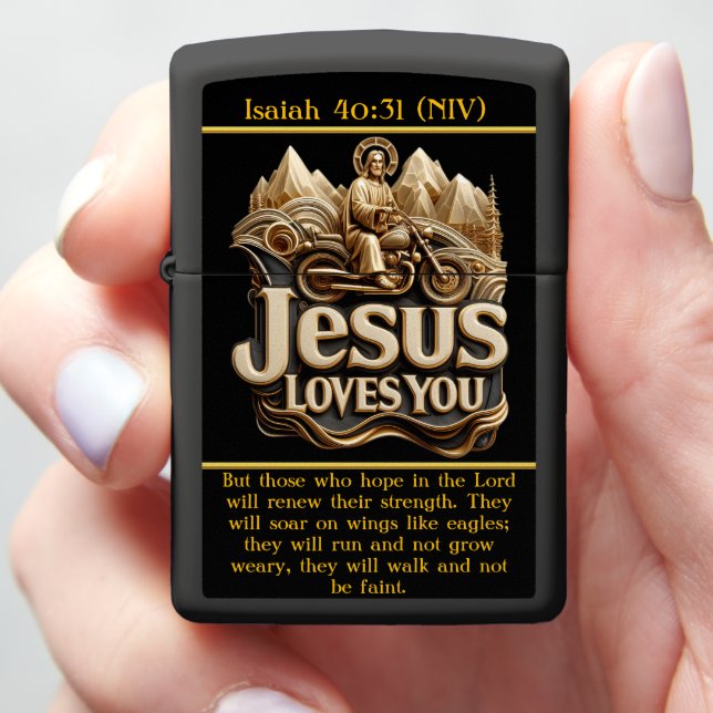 Isaiah 40:31 Powered by Faith AI Art Zippo Lighter (In Hand)
