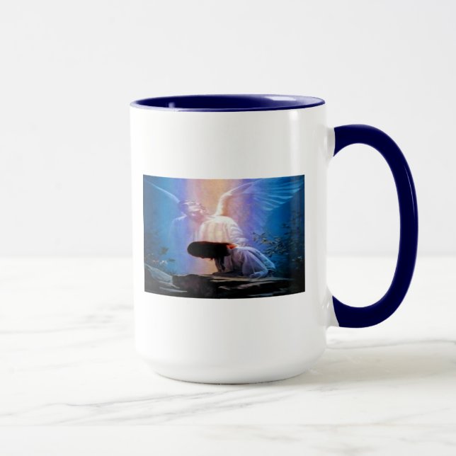 Isaiah 40:31 Praying Angel Ringer Coffee Mug. Mug (Right)