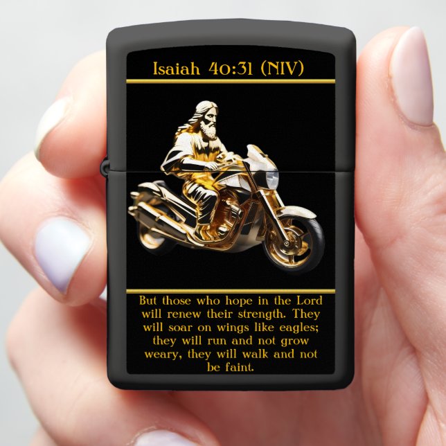 Isaiah 40:31 Ride in Faith Zippo Lighter (In Hand)