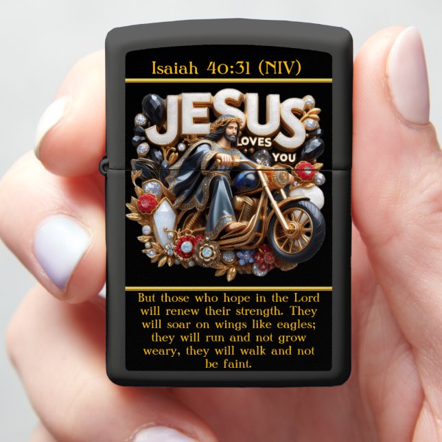 Isaiah 40:31 Ride of Faith AI Art  Zippo Lighter (In Hand)