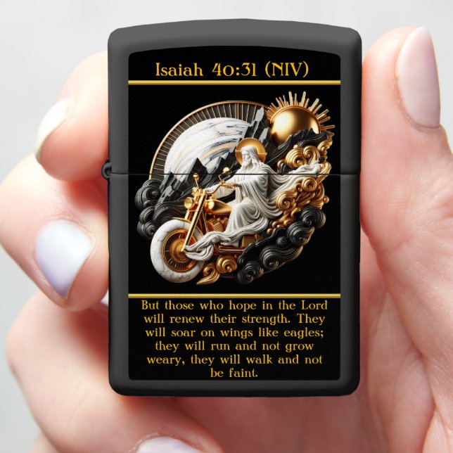 Isaiah 40:31 Ride with Purpose AI Art  Zippo Lighter (In Hand)