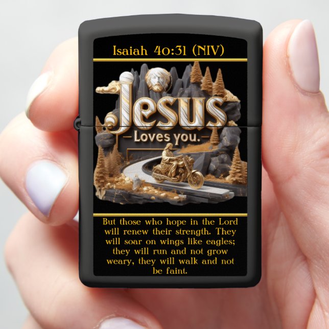 Isaiah 40:31 Rise with Jesus Zippo Lighter (In Hand)