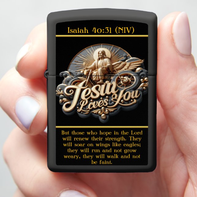 Isaiah 40:31 Strength in Motion AI Art Zippo Lighter (In Hand)