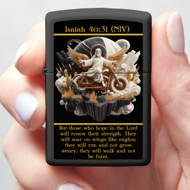Isaiah 40:31 Strength on Wheels AI Art  Zippo Lighter (In Hand)