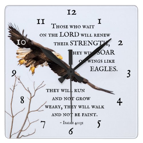 Isaiah 40:31 Those who wait on the Lord, Bible Square Wall Clock