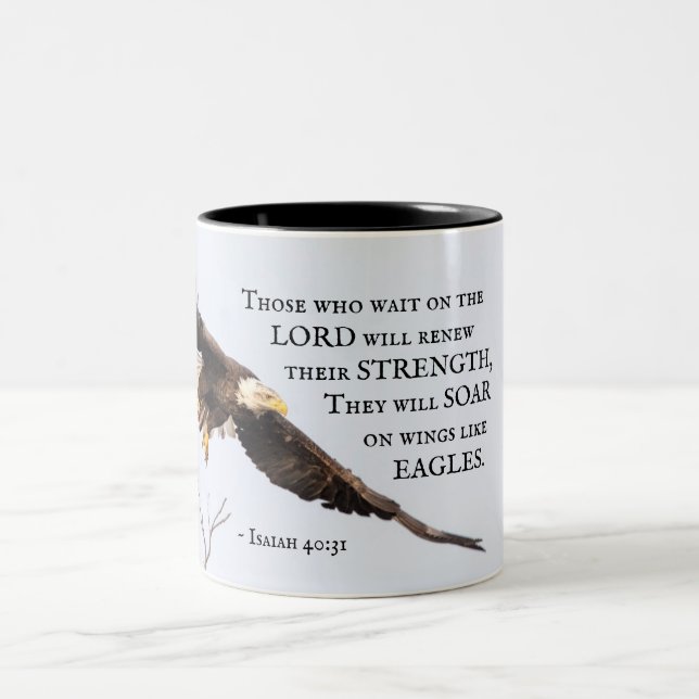 Isaiah 40:31 Those who wait on the Lord, Bible Two-Tone Coffee Mug (Center)