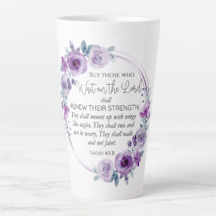 Isaiah 40:31 Those who Wait on the Lord Floral Latte Mug
