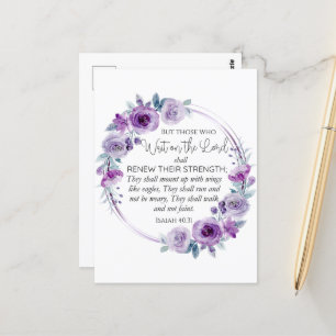Isaiah 40:31 Those who Wait on the Lord Floral Postcard