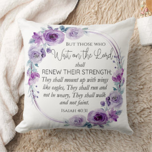 Isaiah 40:31 Those who Wait on the Lord Floral Throw Pillow
