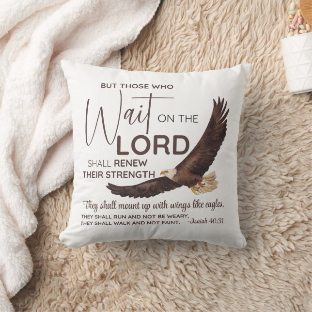 Isaiah 40:31 Those who Wait on the Lord Scripture Throw Pillow (Blanket)