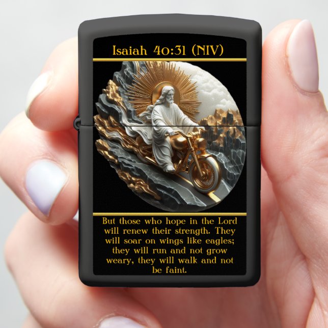 Isaiah 40:31 Unstoppable Faith Ride AI Art  Zippo Lighter (In Hand)