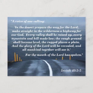 Isaiah 40:3-5 Wilderness Bible Verse Memory Postcard