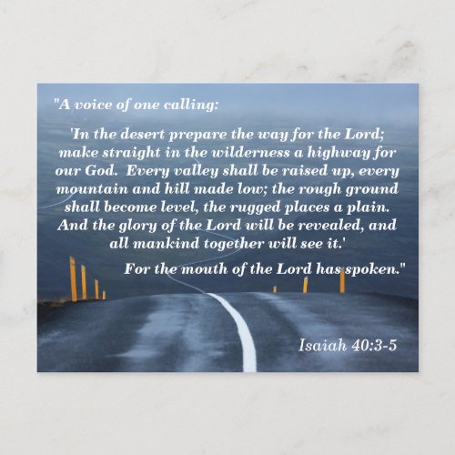 Isaiah 403_5 Wilderness Bible Verse Memory  Postcard