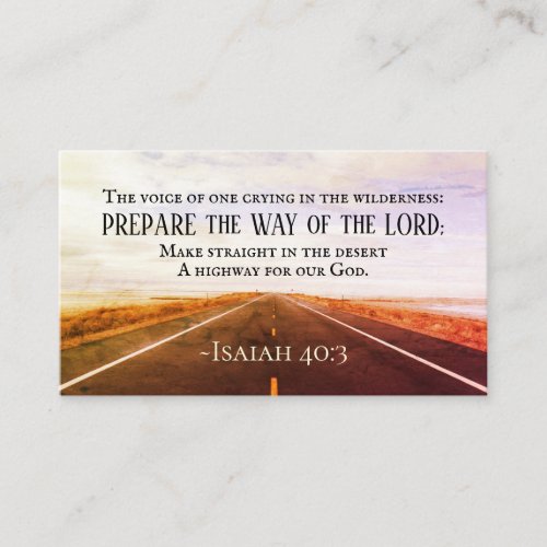 Isaiah 403 Prepare the way of the Lord Bible Business Card