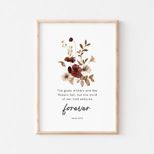 Isaiah 40:8 Floral Scripture Poster – The Word End