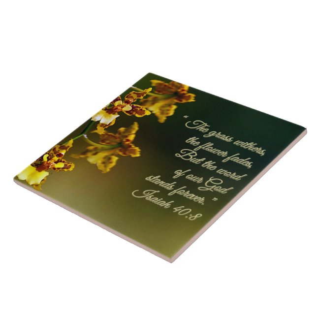 Isaiah 40:8 Inspirational Ceramic Tile (Side)