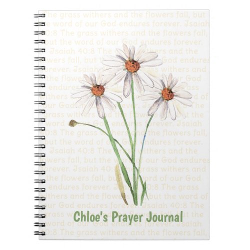 Isaiah 408 Watercolor Daisies Prayer Journal