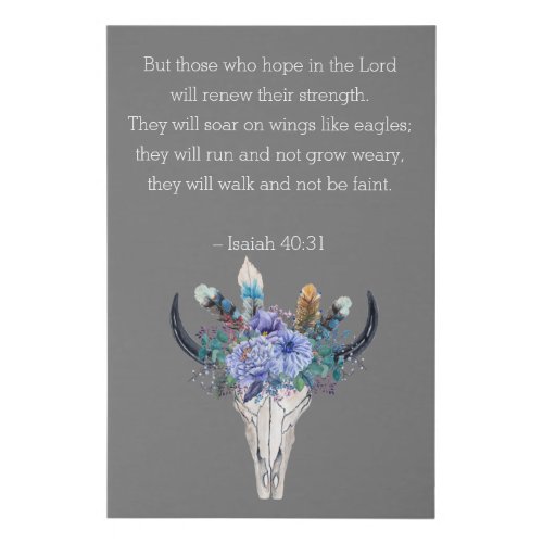 Isaiah 40 Hope Bible Verse Boho Skull Faux Canvas Print