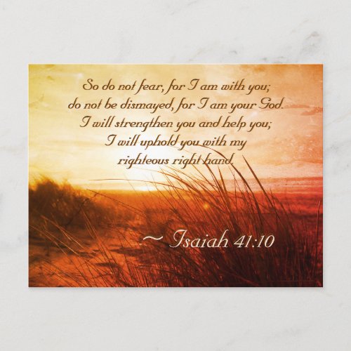 Isaiah 4110 Bible Verse Do not fear I am with you Postcard