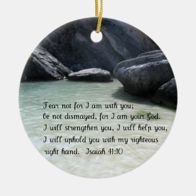 Isaiah 41:10 ceramic ornament (Front)