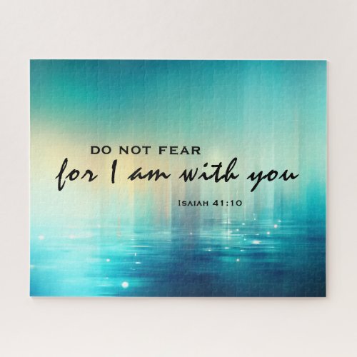 Isaiah 4110 Do Not Fear Bible Verse Blue Abstract Jigsaw Puzzle