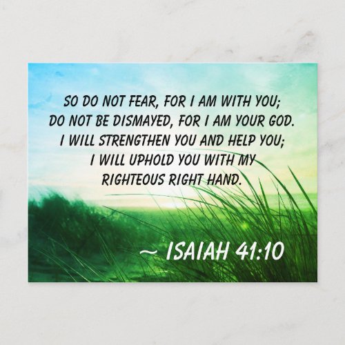 Isaiah 4110 Do not fear I am with you Bible Verse Postcard