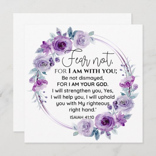 Isaiah 41:10 Fear not Purple Floral Scripture (Front/Back)