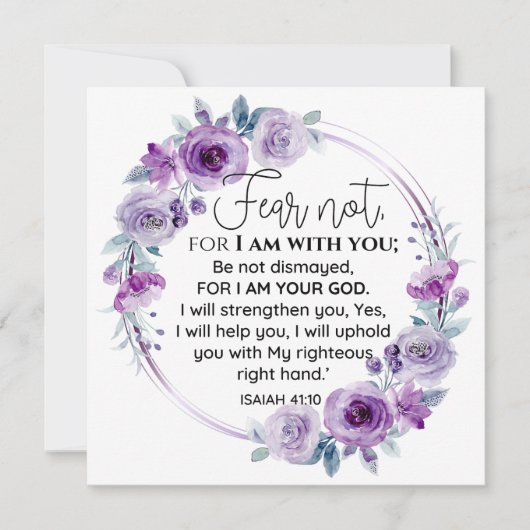 Isaiah 41:10 Fear not Purple Floral Scripture (Front)
