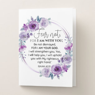 Isaiah 41:10 Fear not Purple Floral Scripture Pocket Folder