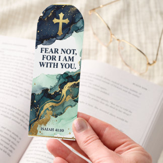 Isaiah 41:10 Teal Gold Bookmark - Bible Verse Gift