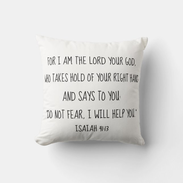 Isaiah 41:13 Bible Verse Print Reversible Throw Pillow (Front)