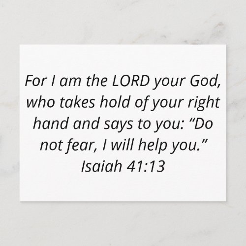 Isaiah 4113 Powerful Bible Verse Print Postcard