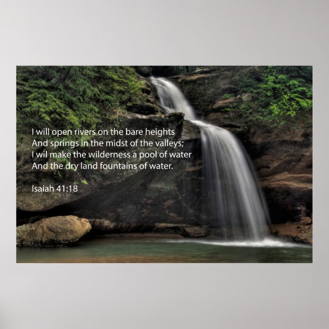 Isaiah 41:18 Waterfall Poster (Front)