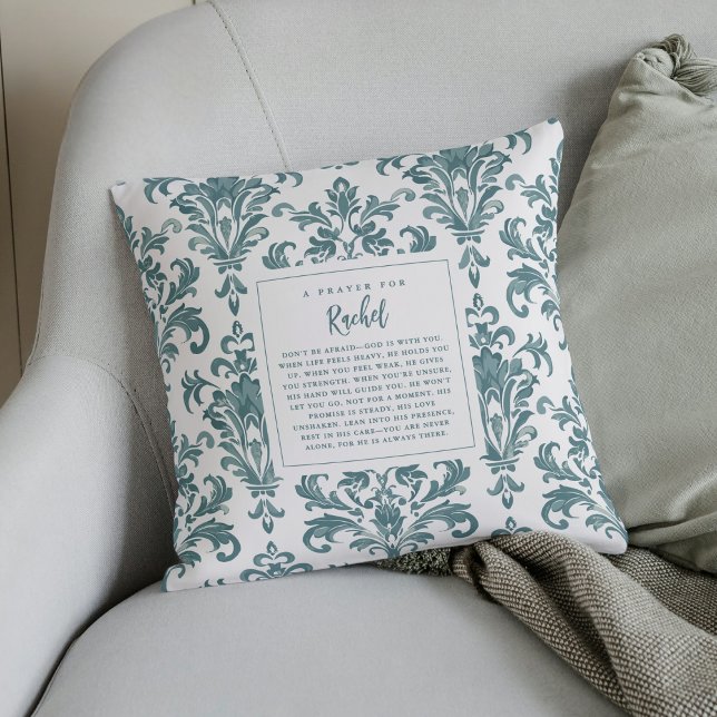 Isaiah 41:40 Custom Prayer for Her  Keepsake Gift Throw Pillow (Custom Prayer Pillow – Add a Name for a Personalized Christian Keepsake Gift)